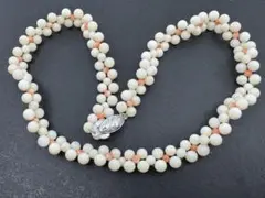 M4727 珊瑚　シルバー　ネックレス　ヴィンテージ アクセサリー