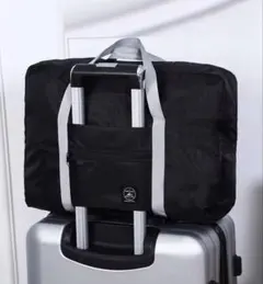 折りたたみ キャリーオンバッグ 黒 ブラック かばん ボストン　軽量 エコバックのサムネイル