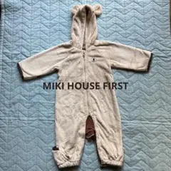 ミキハウス　ベージュ フード付きロンパース (フリー)