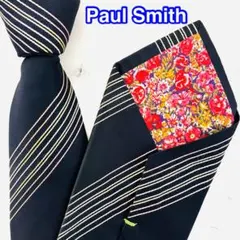 Paul Smith ポールスミス ネクタイ ブラック マルチカラー ストライプ
