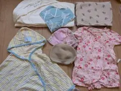 ベビー　７点+まとめ売り　おくるみ、授乳ケープ、帽子他