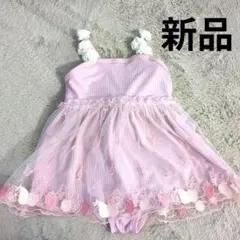 しまむら　juo 水着　いちご　リボン　チュール　刺繍　90 新品