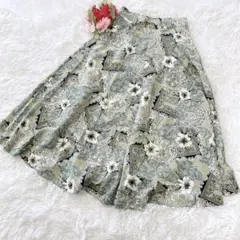 フレアスカート/花柄総柄/ポリエステル/Sサイズ/裏地付上品/Aライン