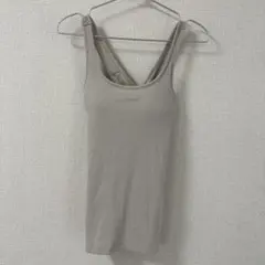 リブ タンクトップ ベージュ バッククロス