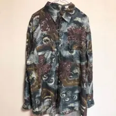 XLサイズ 古着 総柄 シャツ 長袖 ヴィンテージ オーバーサイズ