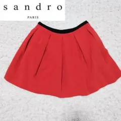 Sandro Paris フレアスカート サイズ2 フランス製 レッド ミニ丈のサムネイル