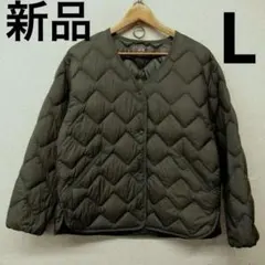 ユニクロ　キルティング　ダウン　リラックスジャケット　L オリーブ　グリーン系