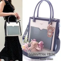 専用／SAMANTHAVEGA ショルダー付き バイカラーハンドバッグ／グリーン