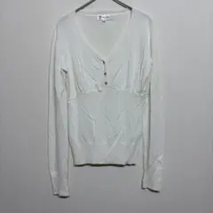 【38】MICHEL KLEINミッシェルクランホワイト Vネック ニット 長袖のサムネイル