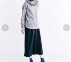 美品　メルロー　merlot ピエロ襟　チェック柄　シャツ　ブラウスのサムネイル