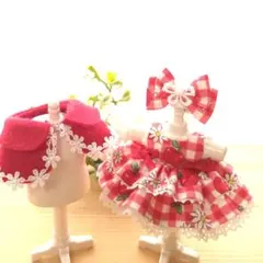 赤いケープ＆りんごとお花のワンピース♡女の子サイズ♡メルカリ便♪
