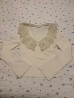 SNIDEL アイボリー フリル付き長袖ニット