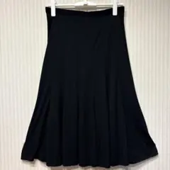 フレアスカート【Ｍ】シンプル ブラック 膝丈スカート ヴィンテージ古着