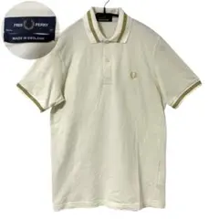 美品 フレッドペリー シップス 英国製 M2 ポロシャツ アイボリー ゴールド