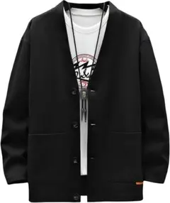 カーディガン メンズ Vネック ブラック M