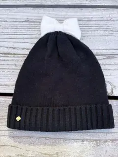 ケイトスペード リボン付き ニット帽 黒のサムネイル