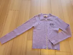 ピンクラテPINK-latte ダブルジッパー 紫色カーディガン 襟付 140