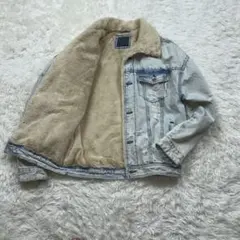 美品　ザラマン　クラッシュ　オーバーサイズデニムジャケット　裏ソフトフリース