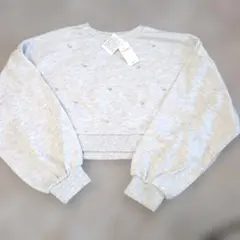 【新品未使用】INGNI パール装飾 グレー クロップドスウェット M