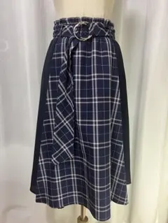 MAJESTIC LEGON チェック　一部プリーツ　スカート　S