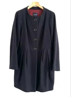 TOMORROW LAND ノーカラー コート ウール　M ネイビー レディース