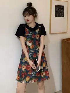 ワンピース 韓国 オフショルダー 花柄 春 夏 秋 新作