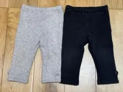 ミキハウス グレー・ブラック 裏起毛パンツ 2点セット　リボン