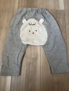 ベビー服　洋服80サイズ　あったか　くま　パンツ　グレー　ズボン　レギンス