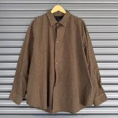 VAN HEUSEN ブラウン チェック柄 長袖シャツ