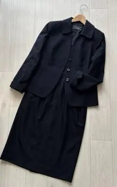 1回着Leilianレリアン セットアップスーツ 濃紺9号ウールシルク日本製卒業