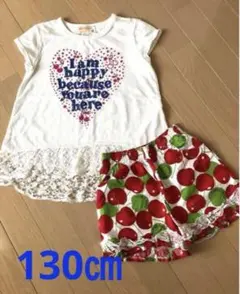130cm キュートコーデ⭐︎裾レース　サクランボ柄　パンツ　女の子　夏物のサムネイル