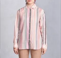 UNITED ARROWS ストライプ リネン 長袖シャツ マルチカラー