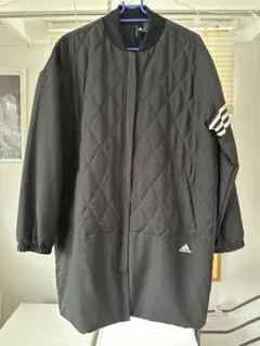 adidas キルティングロングジャケット ブラック