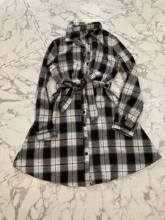 SHEIN. チェック柄長袖ミニワンピース