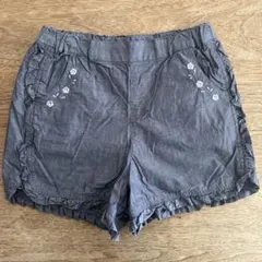 組曲　ブルーグレー 花柄刺繍 ショートパンツ 130cm