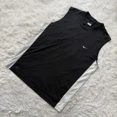 NIKE ナイキ【L】タンクトップ メッシュ サイドパネル 黒 ワンポイント