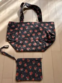キャスキッドソン花柄トートバッグとポーチ１つセット
