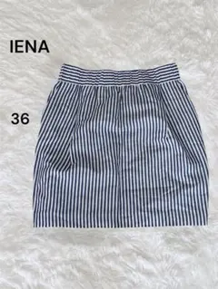 IENA ストライプミニスカートタイト膝丈スカート綿 麻S春夏ルームウェアのサムネイル