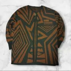 Vintage 幾何学総柄 ニットカーディガン モード 古着