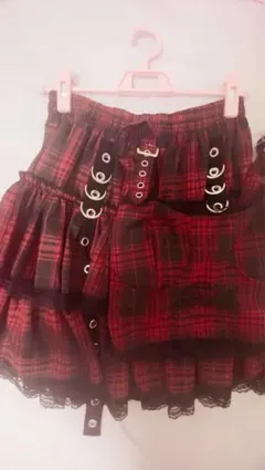 ヴォルカン サブカル刺繍チェックハトメティアードスカート 2点セット