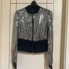 ハロウィンパーティにも！インポート　総スパンコール　ノーカラージャケット