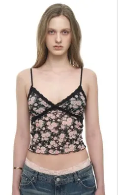 TOOMUCHTAX FLORAL 02 LACE CAMI TOP