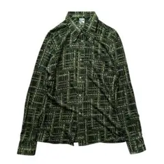 70’s CRYLOR L/S シャツ 総柄 グリーン アクリルのサムネイル