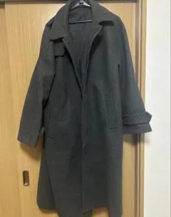 ダークグレー ロングコート ベルト付き