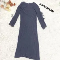 s.1455【ローリーズファーム】長袖 ロング ワンピース 袖リボン グレー