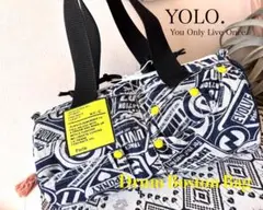 総柄デニム ドラム型ボストンバッグ