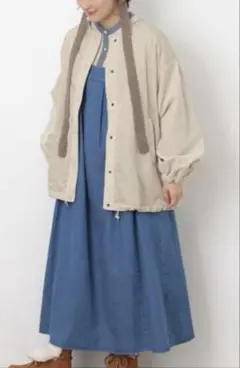 サマンサモスモス　SM2 ベロアドッキングブルゾン　ベージュ　中綿