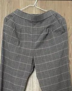 あったかウツクシルエットテーパード柄　グレーグレンチェック