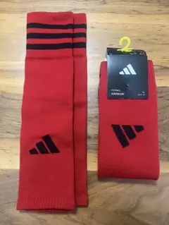 adidas サッカーソックス　レッドブラック19-21 KXXL 2点セット