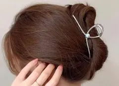 メタルヘアクリップ　パール付　シルバー